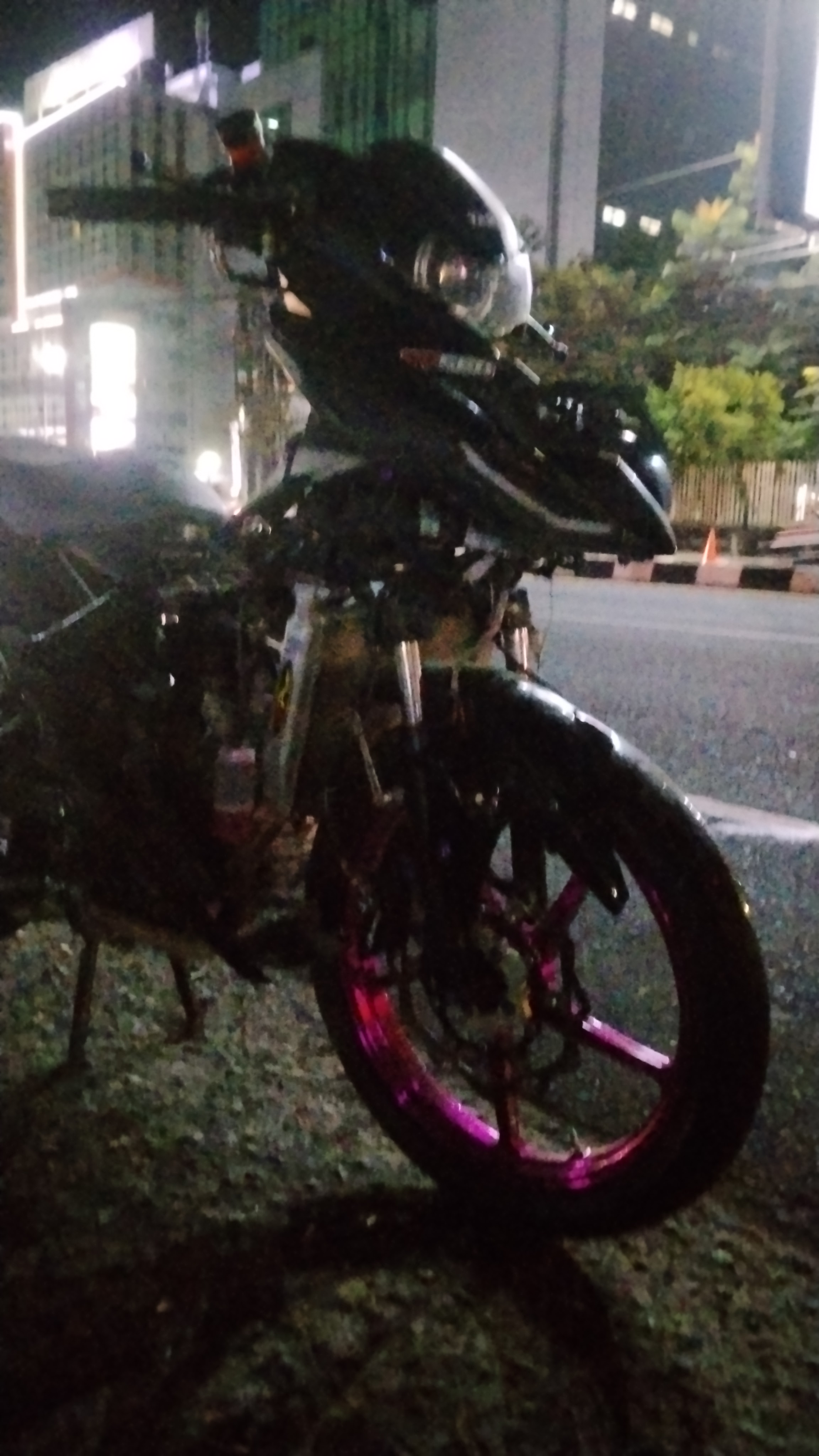 Motorcycle damage at the scene