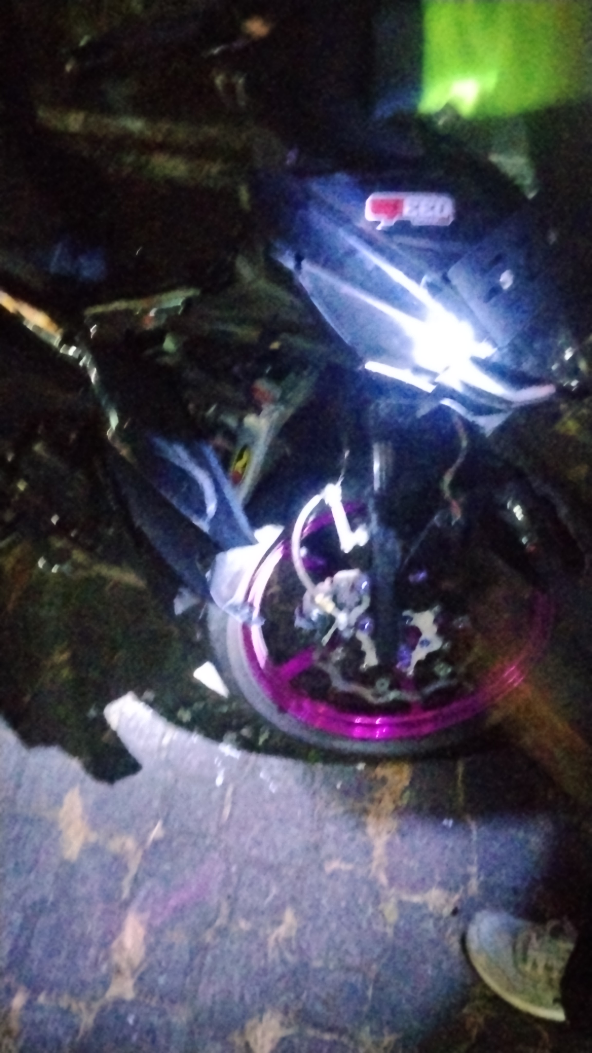 Motorcycle damage close-up